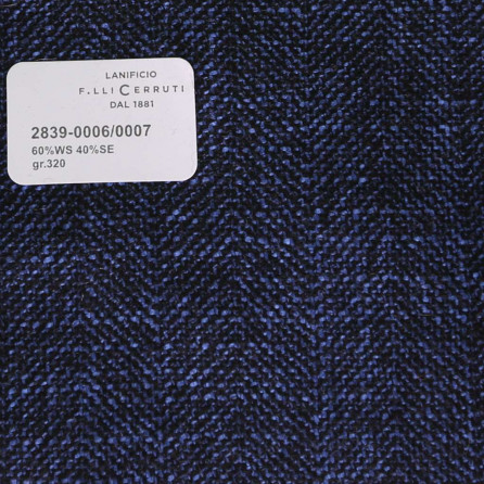 2839-0006/0007 Cerruti Lanificio - Vải Suit 100% Wool - Xanh Dương Trơn
